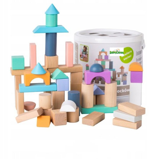 Lavinamosios medinės kaladėlės 50 vnt. Eco toys