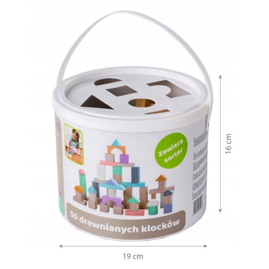 Lavinamosios medinės kaladėlės 50 vnt. Eco toys