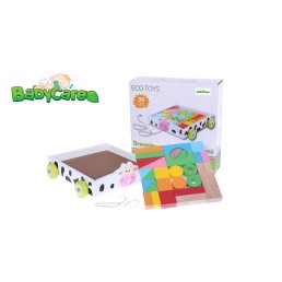 Traukiamas vežimėlis ECO TOYS su 30 spalvotų kaladėlių