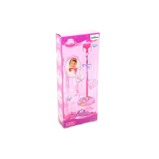 Vaikiškas mikrofonas su stovu - karaokė Pink