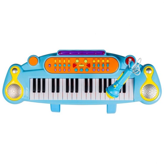 Vaikiškas pianinas - sintezatorius su mikrofonu ir kėdute - mėlynas Eco Toys