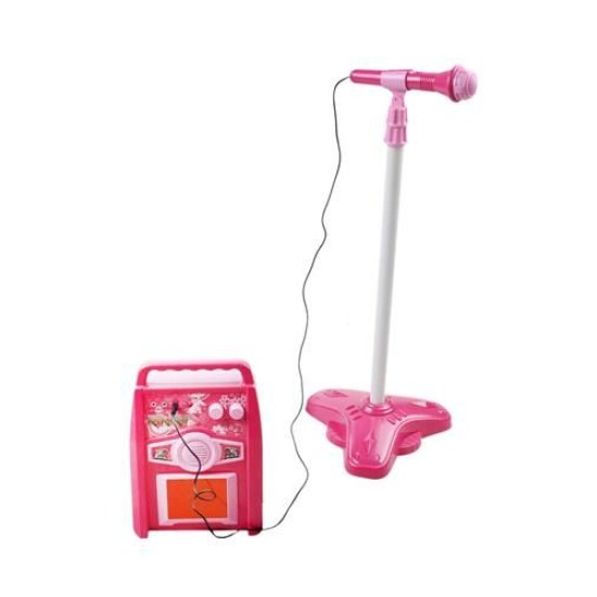 Žaislinė elektrinė gitara su stiprintuvu, mikrofonu ir MP3 jungtimi, rožinė