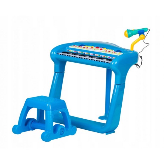 Vaikiškas pianinas - fortepijonas su mikrofonu ir kėdute - mėlynas Eco Toys