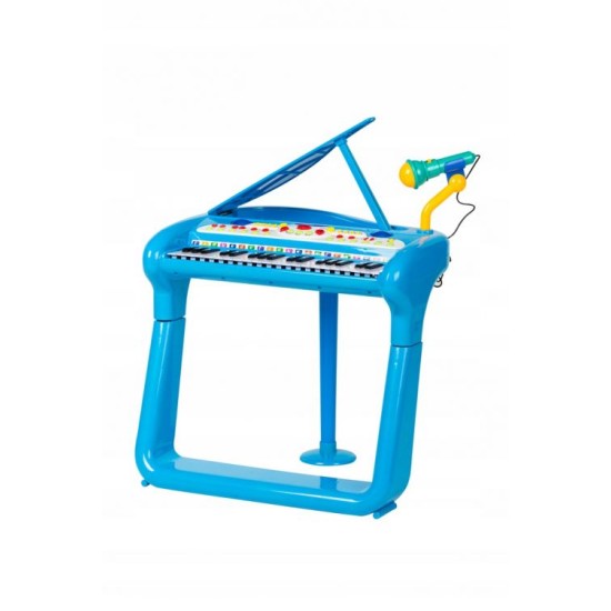 Vaikiškas pianinas - fortepijonas su mikrofonu ir kėdute - mėlynas Eco Toys