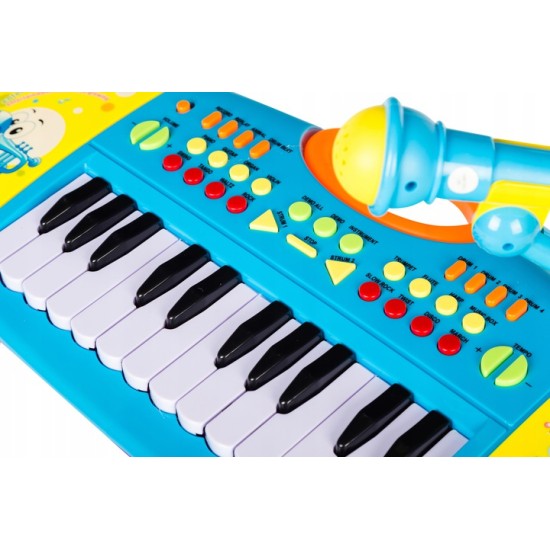 Vaikiškas pianinas su mikrofonu ir kėdute - mėlynas Eco Toys