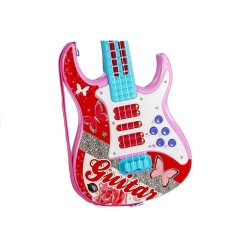 Žaislinė elektrinė gitara su mikrofonu, rožinė