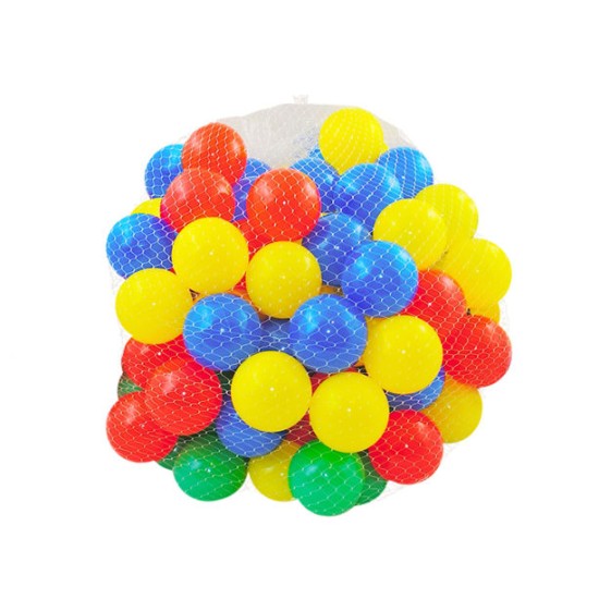 100 vnt. spalvotų plastikinių kamuoliukų 7 cm.