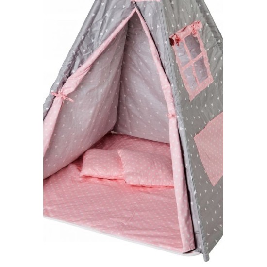 Žaidimų palapinė Eco toys, tipis WIGWAM su kilimėliu ir 2 pagalvėlėmis