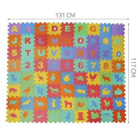 Minkštas EVA Edukacinis Kilimėlis - Dėlionė (puzzle) 72 dalys  16cmX16cm