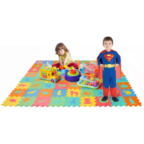 Minkštas EVA Edukacinis Kilimėlis - Dėlionė (puzzle) 72 dalys  16cmX16cm