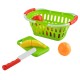 Žaislinės pjaustomos daržovės ir vaisiai krepšelyje