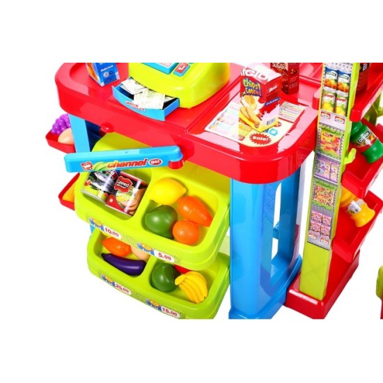 Parduotuvė supermarketas su vežimėliu +40vnt. priedų.