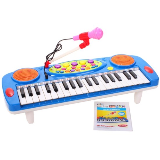 Pianinas sintezatorius su mikrofonu ir 37 klavišais - mėlynas