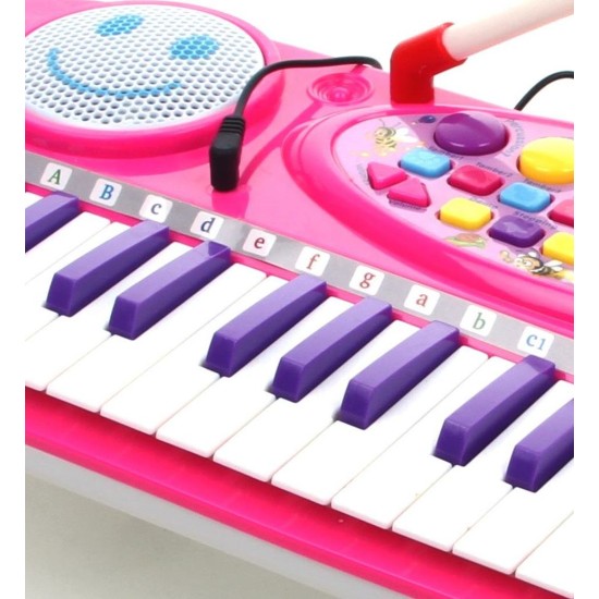 Pianinas sintezatorius su mikrofonu ir 37 klavišais - rožinis