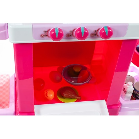 Vaikiška virtuvėlė su orkaite ir aksesuarais KIDS COOK rose