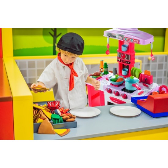 Vaikiška virtuvėlė su orkaite ir aksesuarais KIDS COOK rose