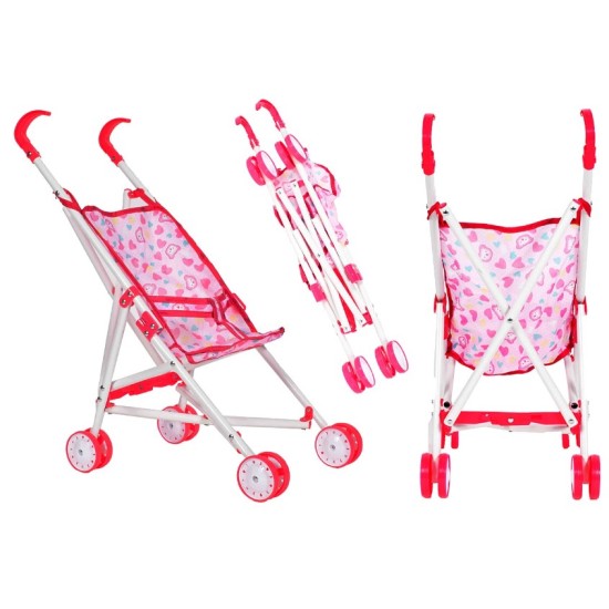 Lėlių vežimėlis-skėtukas HOT PINK 52cm.