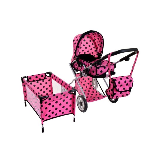 Lėlių vežimėlis su priedais 3in1 Rose