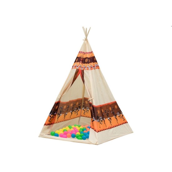 Žaidimų palapinė "Tipi" su 60 margaspalvių kamuoliukų