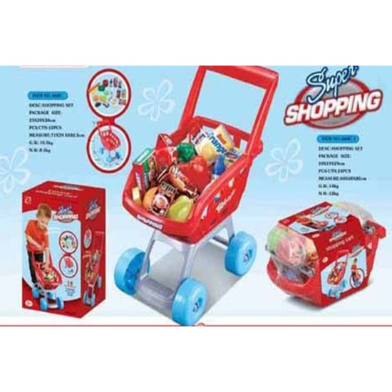 Žaislinis pirkinių vežimėlis su pirkiniais "SuperMarket"