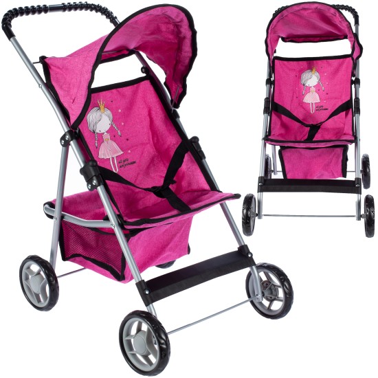 Lėlių vežimėlis-skėtukas HOT PINK 54.5cm.