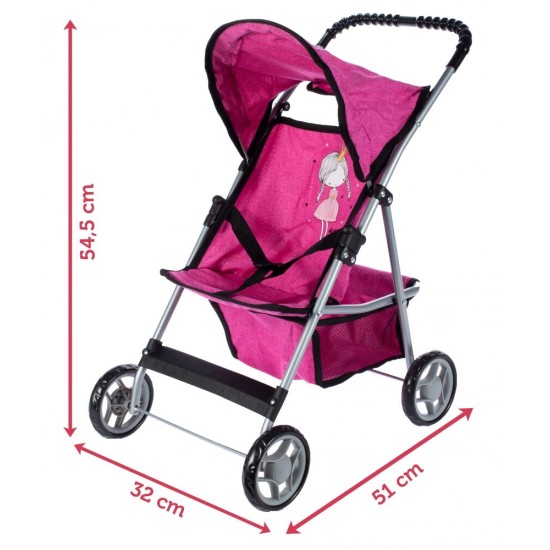 Lėlių vežimėlis-skėtukas HOT PINK 54.5cm.