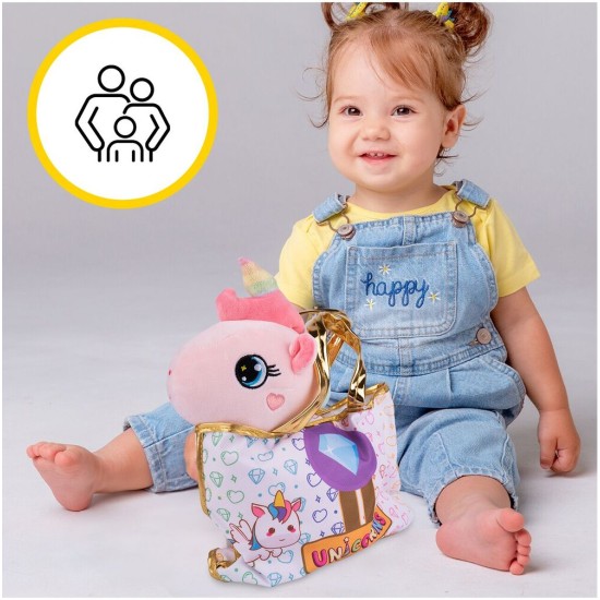 Minkštas žaislas Pliušinis vienaragis su rankine Happy Family