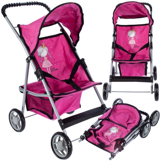 Lėlių vežimėlis-skėtukas HOT PINK 54.5cm.