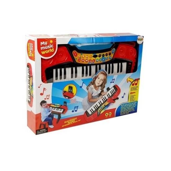 Vaikiškas pianinas - sintezatorius su mikrofonu ir kėdute - RedBlack