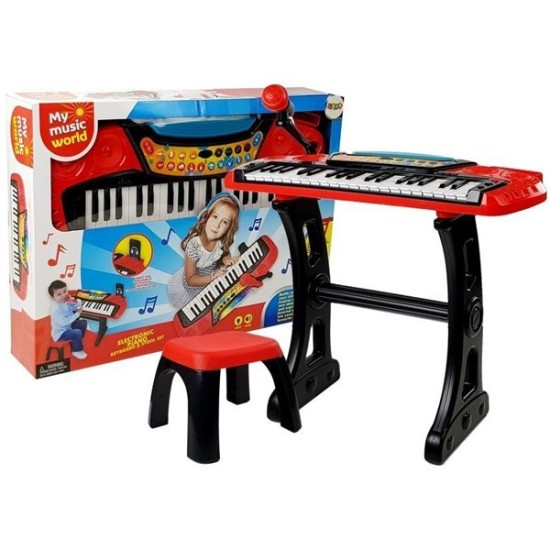Vaikiškas pianinas - sintezatorius su mikrofonu ir kėdute - RedBlack